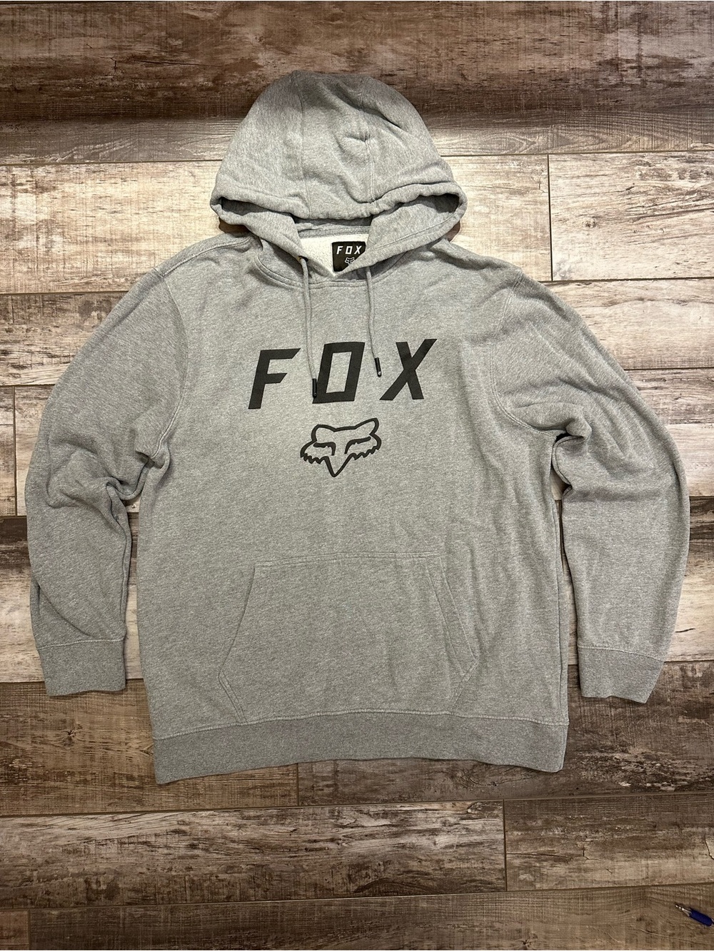 Fox Light Gray Pullover Hoodie with Logo